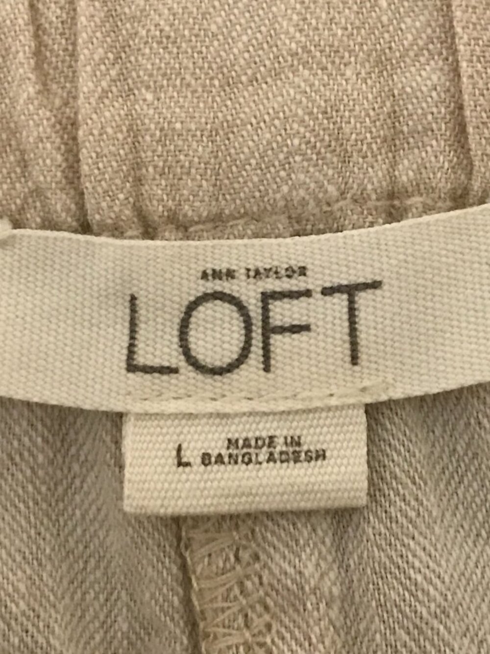 LOFT Women's Large Beige Linen Blend Belted Casual Paperbag Shorts - Picture 8 of 10